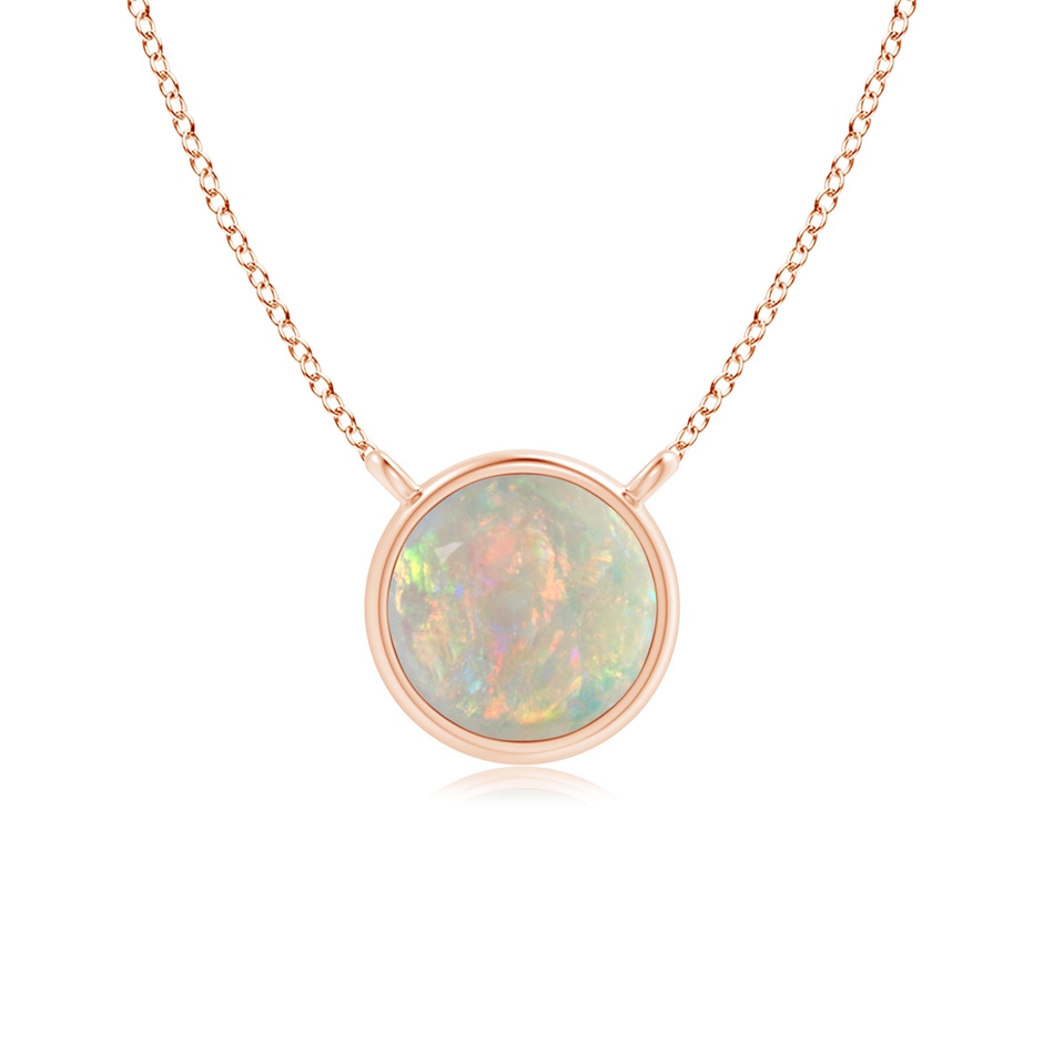 5mm AAAA Bezel-Set Round Opal Solitaire Necklace in Rose Gold 