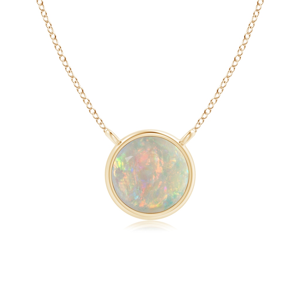 5mm AAAA Bezel-Set Round Opal Solitaire Necklace in Yellow Gold