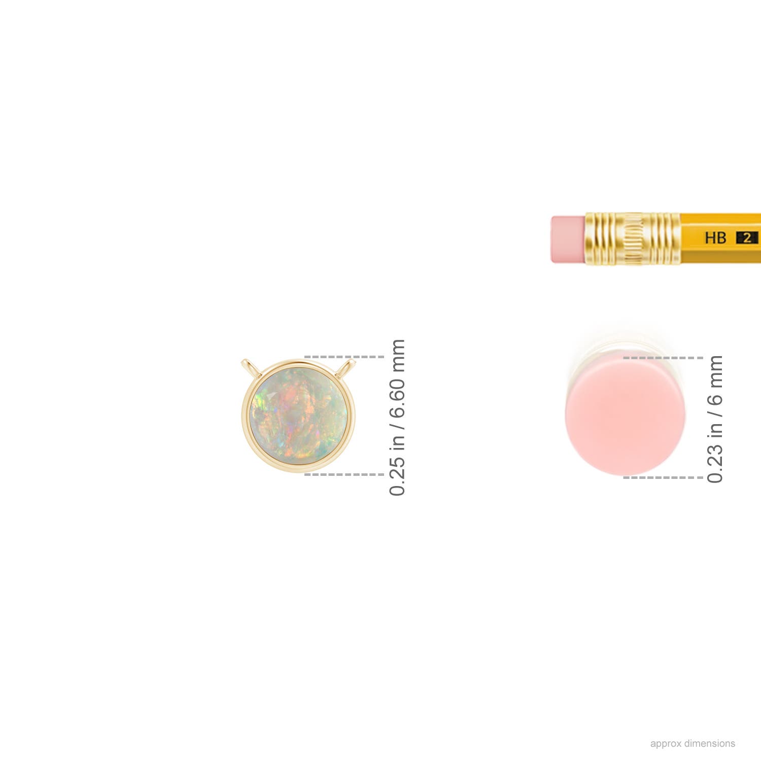 5mm AAAA Bezel-Set Round Opal Solitaire Necklace in Yellow Gold - ruler