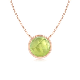 5mm AAA Bezel-Set Round Peridot Solitaire Necklace in Rose Gold