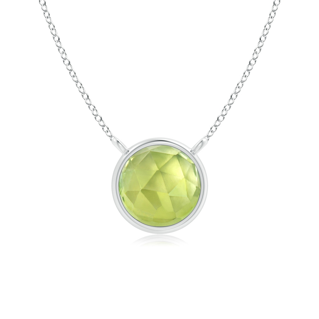 5mm AAA Bezel-Set Round Peridot Solitaire Necklace in S999 Silver