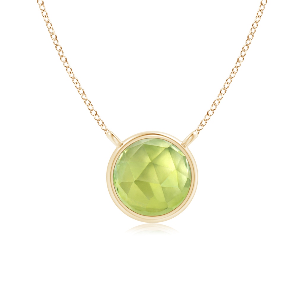 5mm AAA Bezel-Set Round Peridot Solitaire Necklace in Yellow Gold