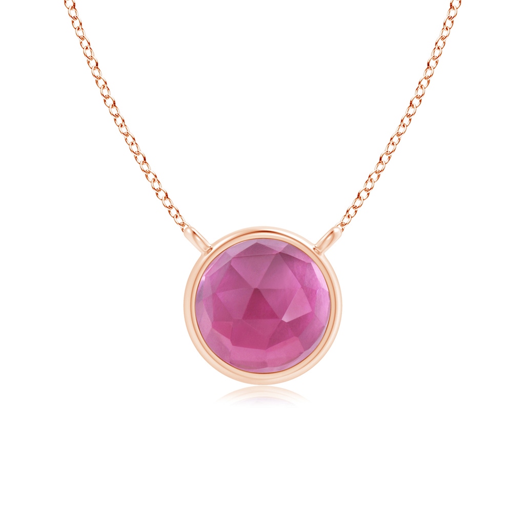 5mm AAA Bezel-Set Round Pink Tourmaline Solitaire Necklace in Rose Gold