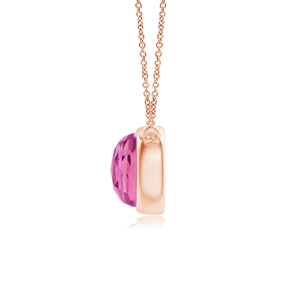 5mm AAA Bezel-Set Round Pink Tourmaline Solitaire Necklace in Rose Gold Product Image