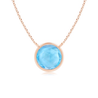 5mm AAA Bezel-Set Round Swiss Blue Topaz Solitaire Necklace in Rose Gold