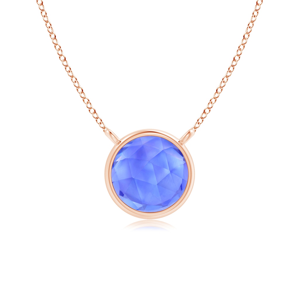 5mm AAA Bezel-Set Round Tanzanite Solitaire Necklace in Rose Gold