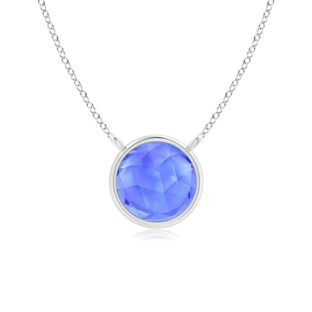 5mm AAA Bezel-Set Round Tanzanite Solitaire Necklace in S999 Silver