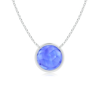 5mm AAA Bezel-Set Round Tanzanite Solitaire Necklace in White Gold