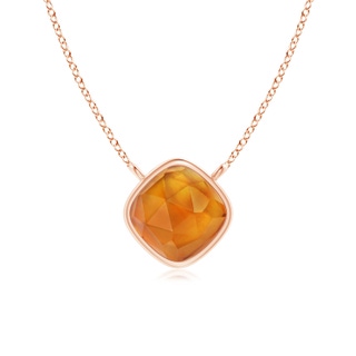 5mm AAA Bezel-Set Cushion Citrine Solitaire Necklace in Rose Gold