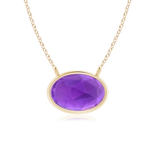 6x4mm AAA East West Amethyst Solitaire Necklace in 9K Yellow Gold