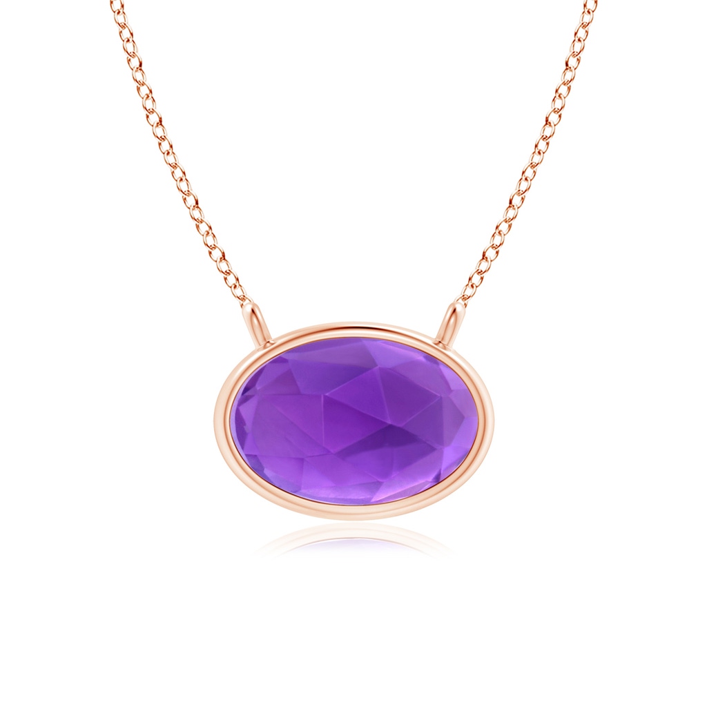 6x4mm AAA East West Amethyst Solitaire Necklace in Rose Gold