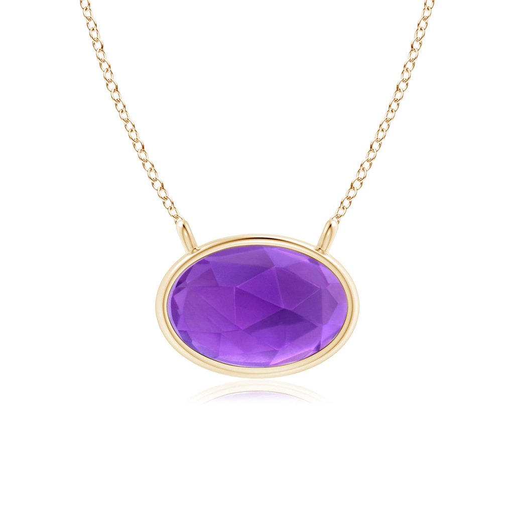 6x4mm AAA East West Amethyst Solitaire Necklace in Yellow Gold