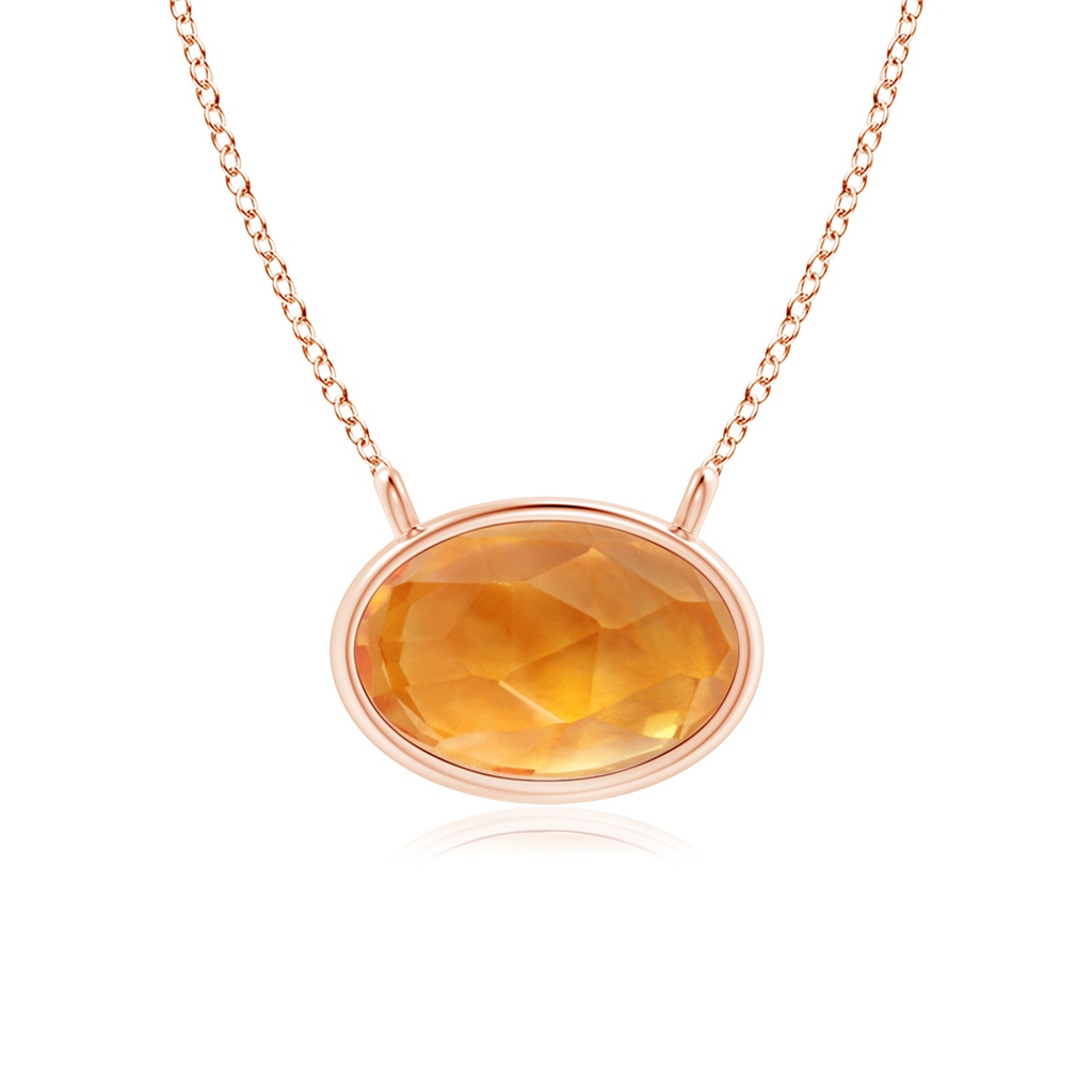 6x4mm AAA East West Citrine Solitaire Necklace in Rose Gold 