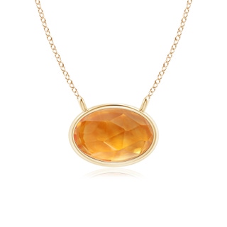 6x4mm AAA East West Citrine Solitaire Necklace in Yellow Gold