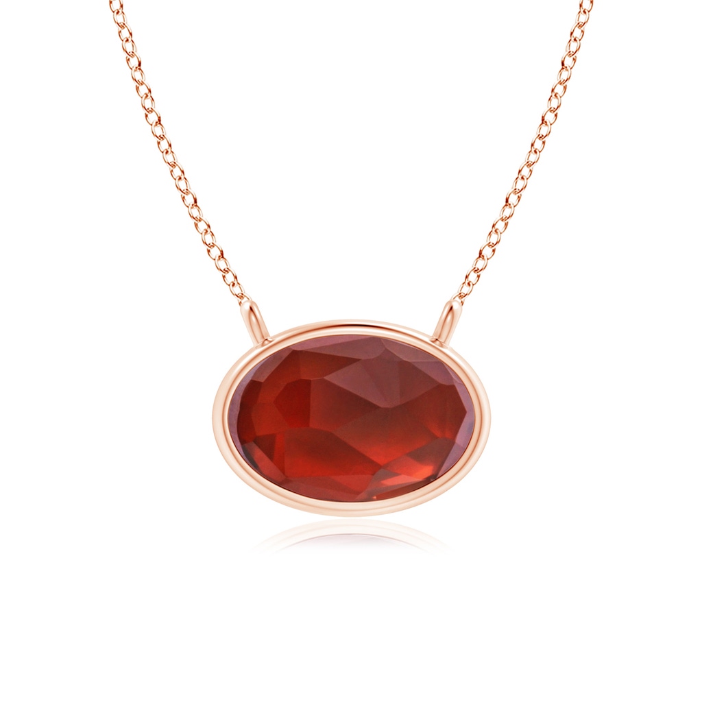 6x4mm AAA East West Garnet Solitaire Necklace in Rose Gold