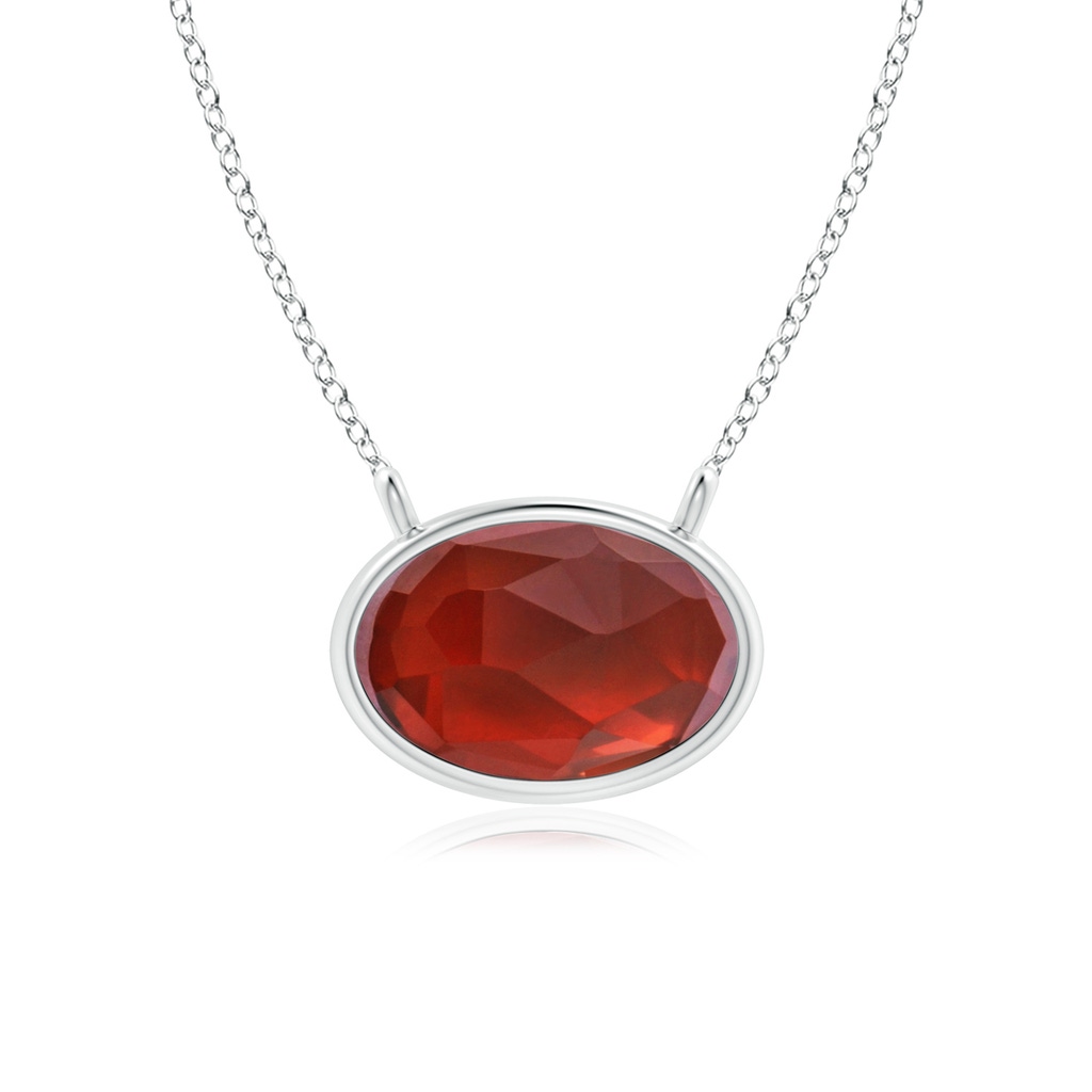 6x4mm AAA East West Garnet Solitaire Necklace in White Gold
