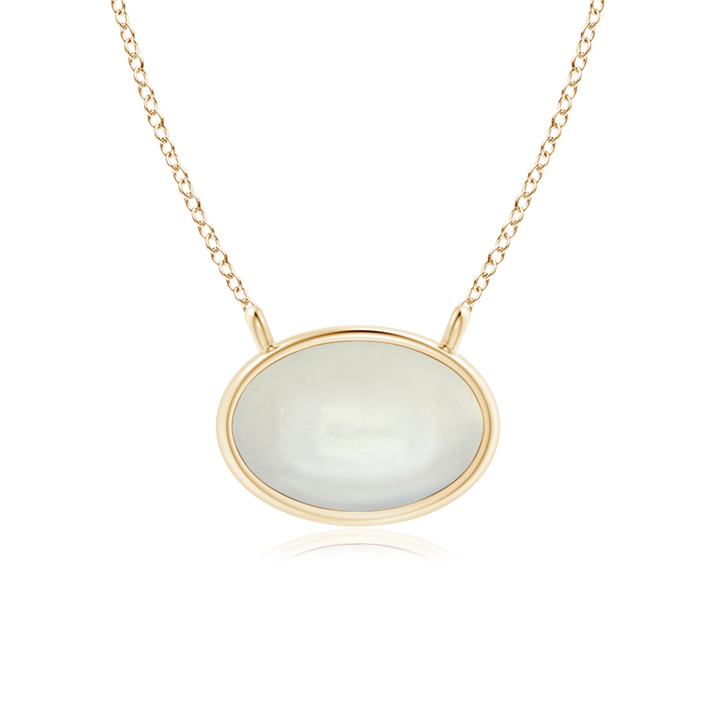 6x4mm AAAA East West Moonstone Solitaire Necklace in Yellow Gold