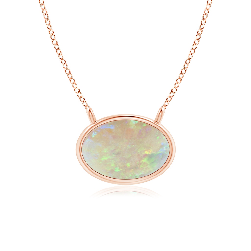 6x4mm AAA East West Opal Solitaire Necklace in Rose Gold 