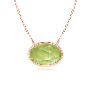 6x4mm AAA East West Peridot Solitaire Necklace in Rose Gold