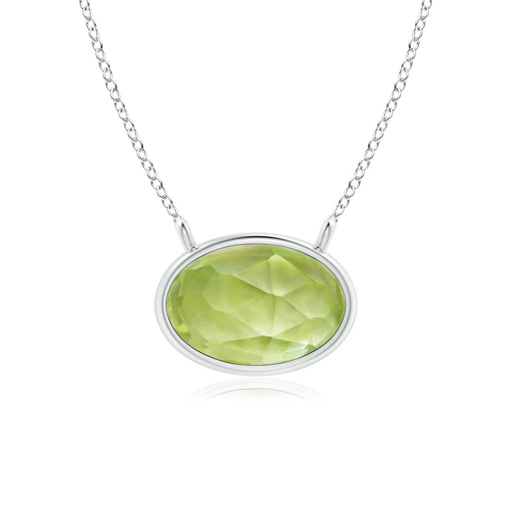 6x4mm AAA East West Peridot Solitaire Necklace in White Gold