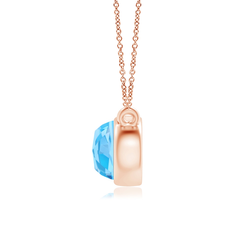 6x4mm AAA East West Swiss Blue Topaz Solitaire Necklace in Rose Gold Product Image