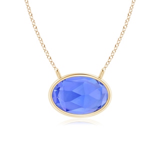 6x4mm AAA East West Tanzanite Solitaire Necklace in 9K Yellow Gold