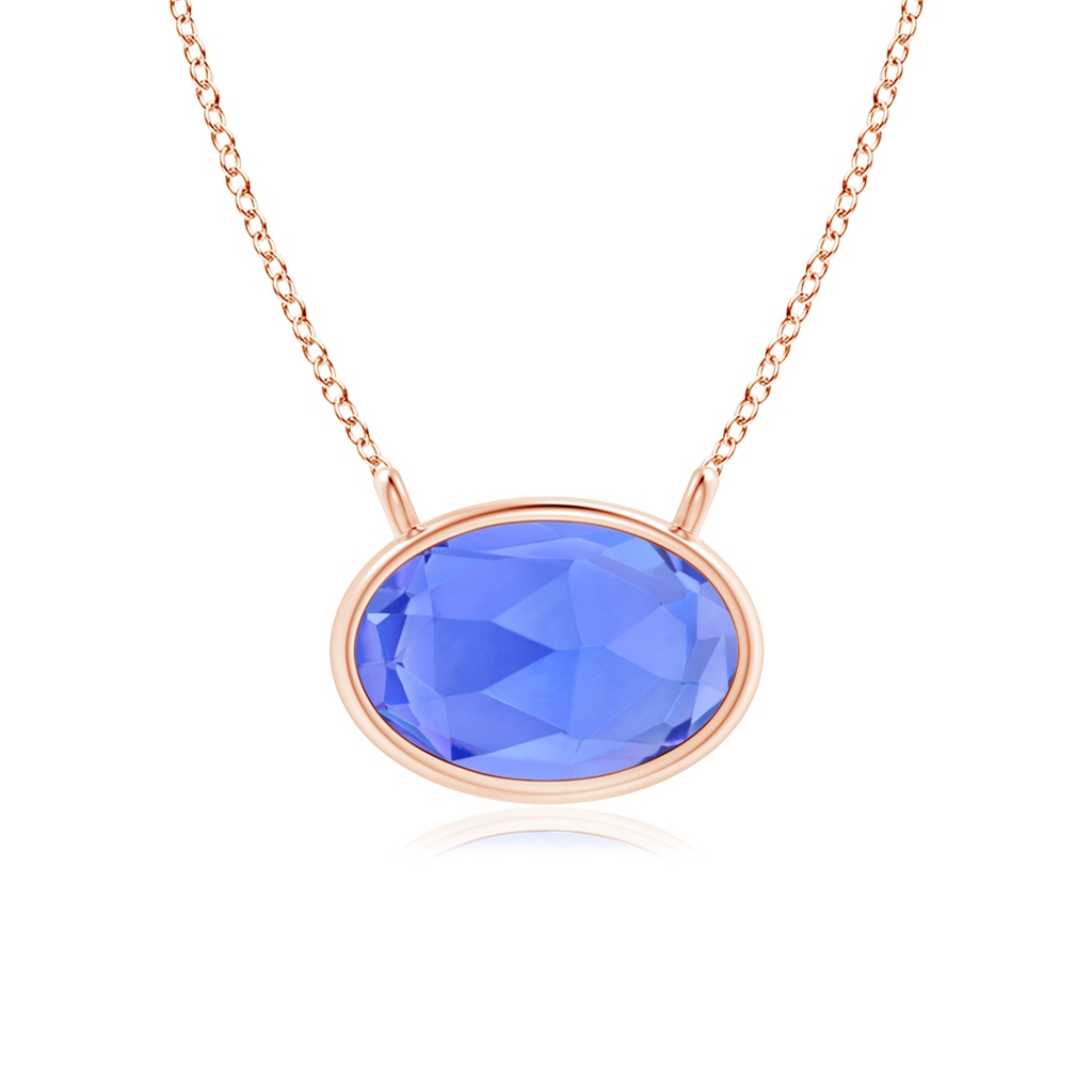 6x4mm AAA East West Tanzanite Solitaire Necklace in Rose Gold