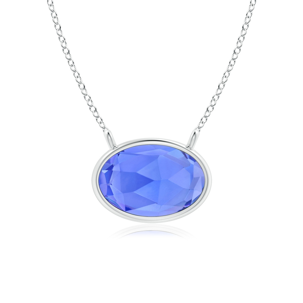 6x4mm AAA East West Tanzanite Solitaire Necklace in White Gold