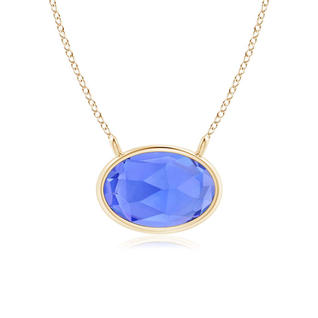 6x4mm AAA East West Tanzanite Solitaire Necklace in Yellow Gold