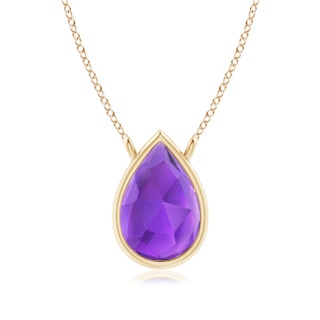 6x4mm AAA Pear-Shaped Amethyst Solitaire Necklace in 9K Yellow Gold