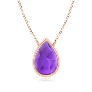 6x4mm AAA Pear-Shaped Amethyst Solitaire Necklace in Rose Gold