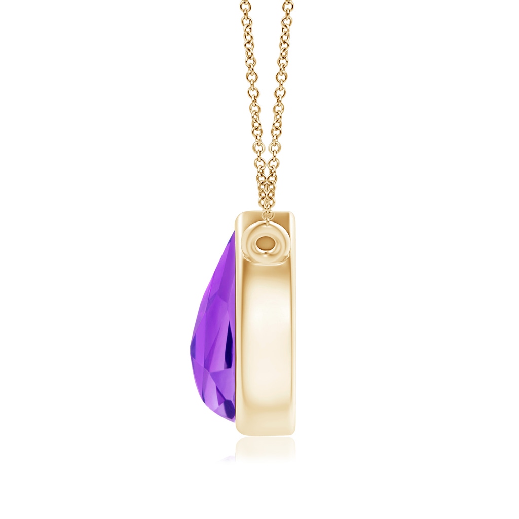 6x4mm AAA Pear-Shaped Amethyst Solitaire Necklace in Yellow Gold Product Image