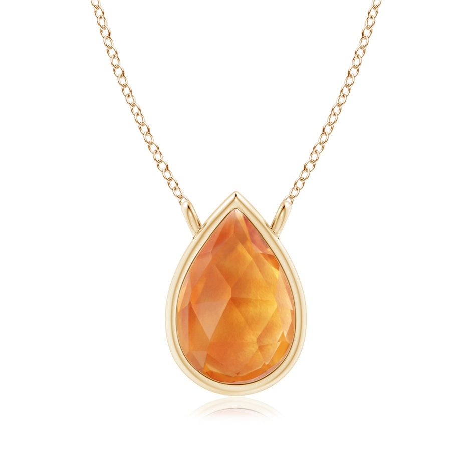 6x4mm AAA Pear-Shaped Citrine Solitaire Necklace in Yellow Gold 