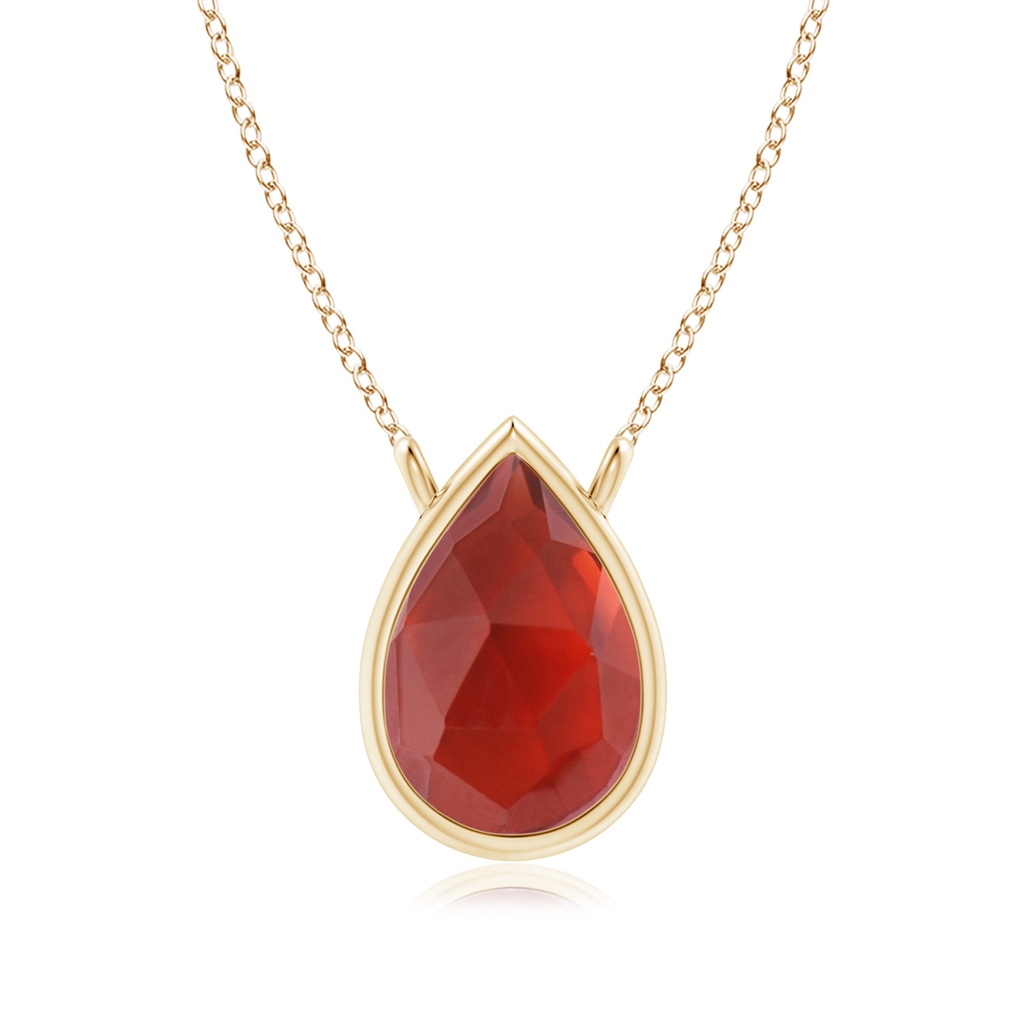 6x4mm AAA Pear-Shaped Garnet Solitaire Necklace in Yellow Gold 