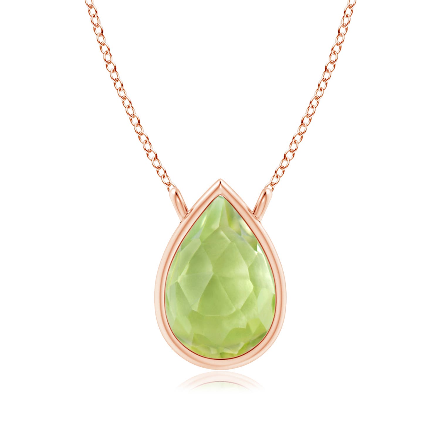 Pear-Shaped Peridot Solitaire Necklace | Angara