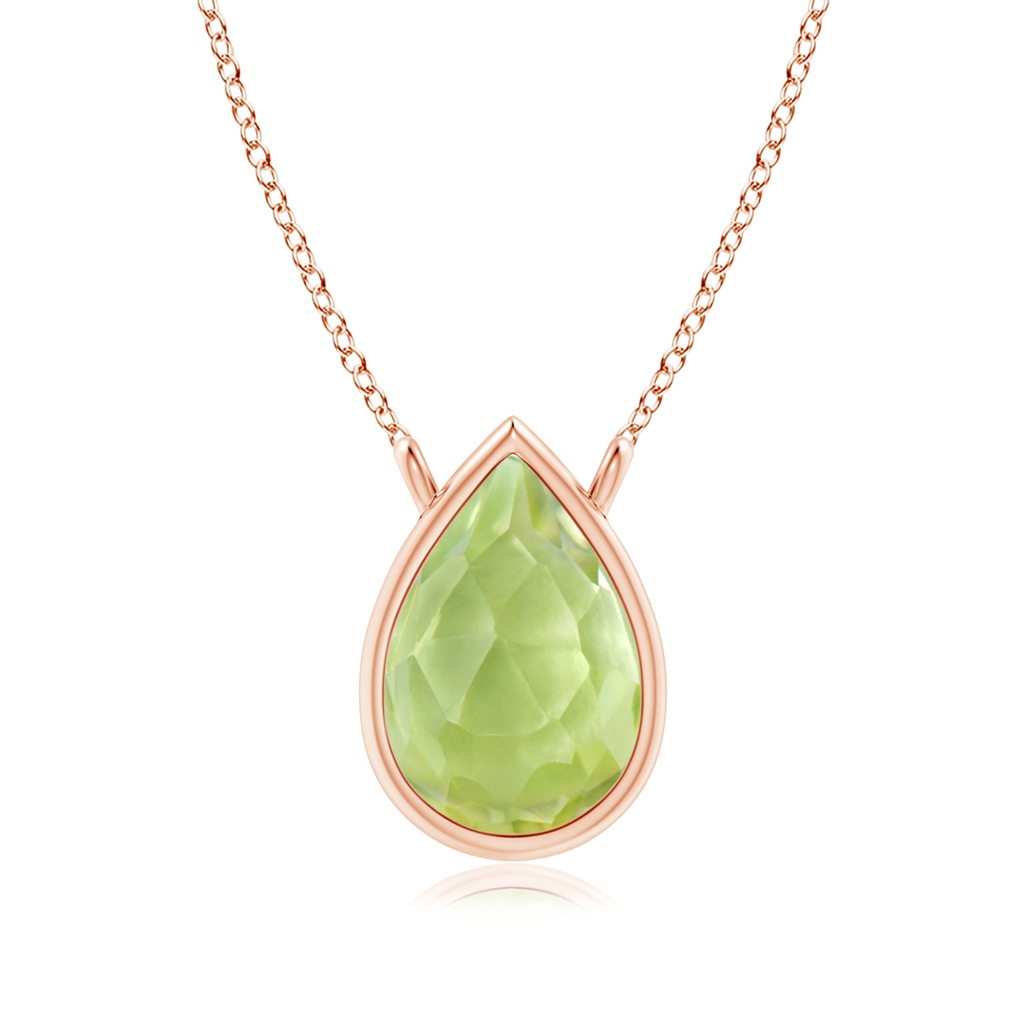 6x4mm AAA Pear-Shaped Peridot Solitaire Necklace in Rose Gold