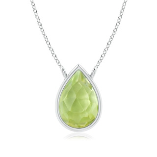 6x4mm AAA Pear-Shaped Peridot Solitaire Necklace in White Gold