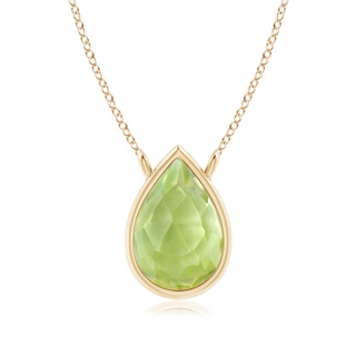 6x4mm AAA Pear-Shaped Peridot Solitaire Necklace in Yellow Gold