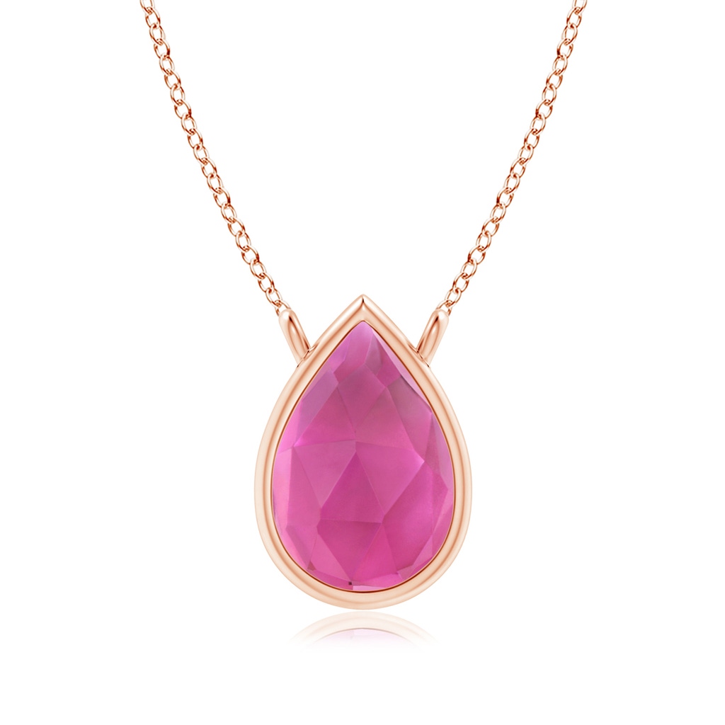 6x4mm AAA Pear-Shaped Pink Tourmaline Solitaire Necklace in Rose Gold