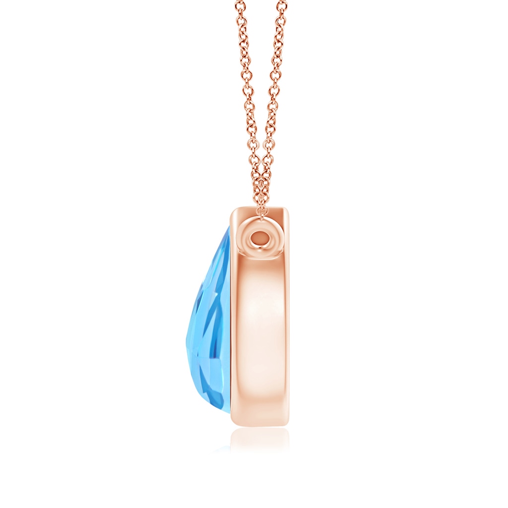 6x4mm AAA Pear-Shaped Swiss Blue Topaz Solitaire Necklace in Rose Gold Product Image