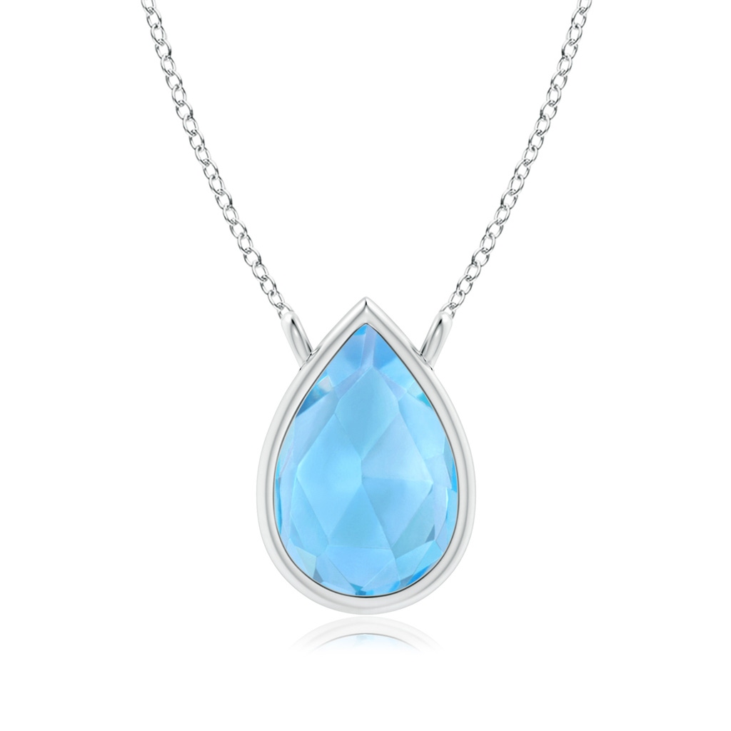 6x4mm AAA Pear-Shaped Swiss Blue Topaz Solitaire Necklace in White Gold