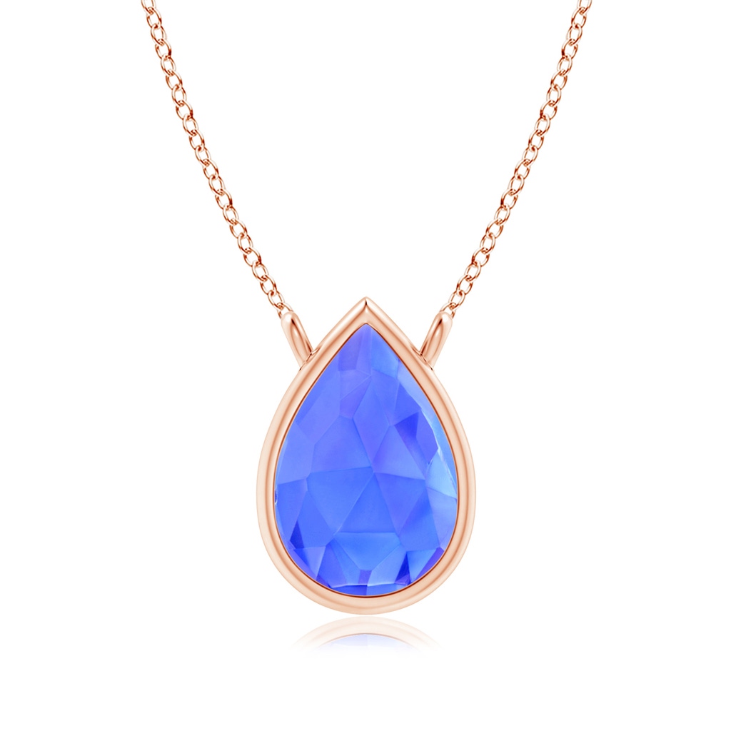 6x4mm AAA Pear-Shaped Tanzanite Solitaire Necklace in Rose Gold