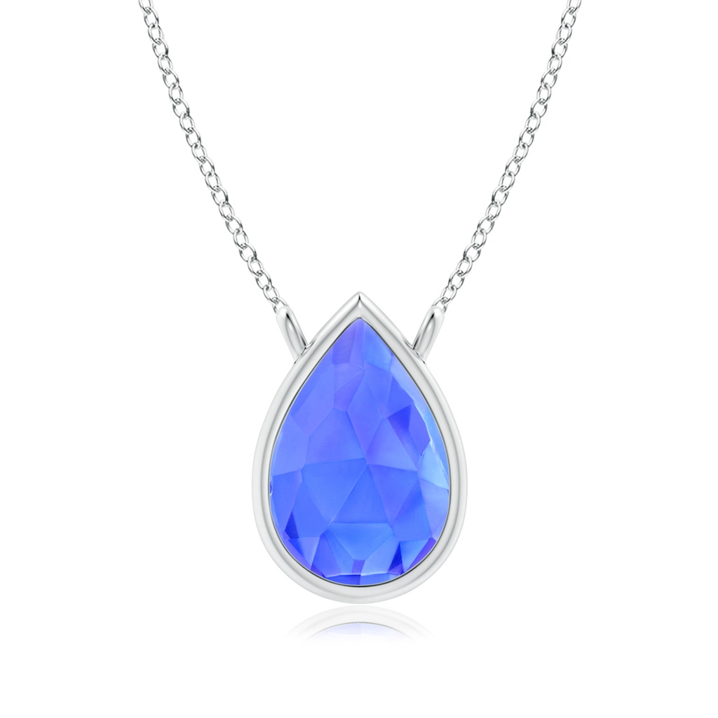 6x4mm AAA Pear-Shaped Tanzanite Solitaire Necklace in White Gold
