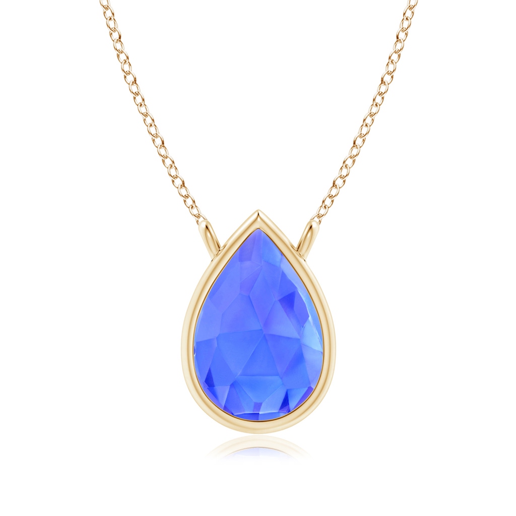 6x4mm AAA Pear-Shaped Tanzanite Solitaire Necklace in Yellow Gold