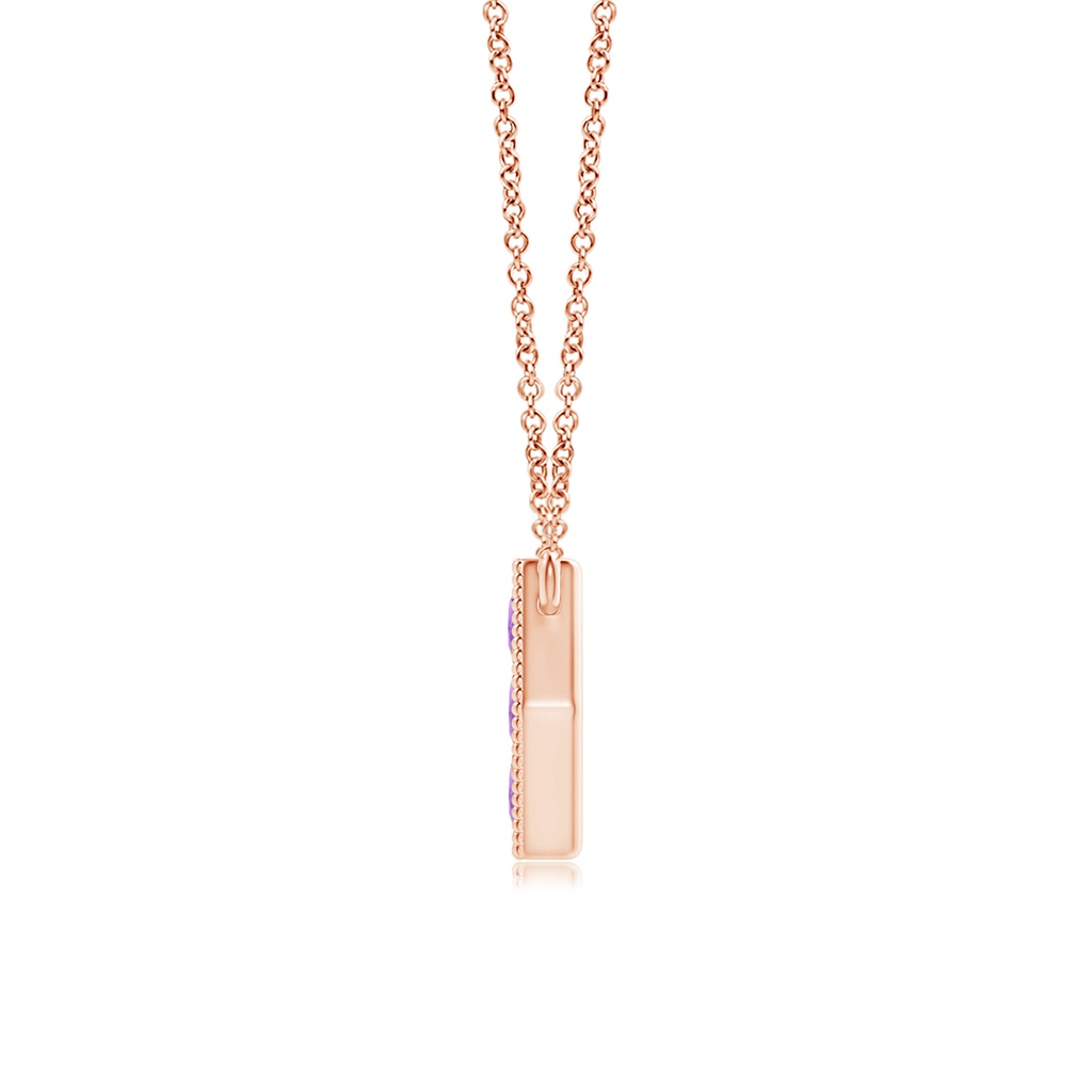 2mm AAA Pavé-Set Amethyst Hexagon Necklace with Milgrain in Rose Gold Product Image