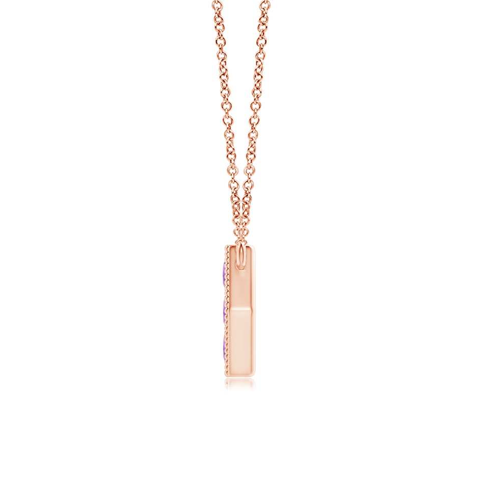 2mm AAA Pavé-Set Amethyst Hexagon Necklace with Milgrain in Rose Gold product image