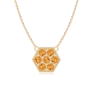 2mm AAA Pavé-Set Citrine Hexagon Necklace with Milgrain in Yellow Gold