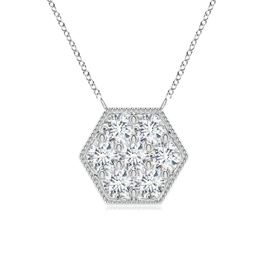 2.25mm GVS2 Pavé-Set Diamond Hexagon Necklace with Milgrain in White Gold 