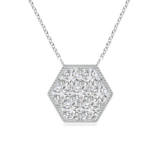 2.25mm HSI2 Pavé-Set Diamond Hexagon Necklace with Milgrain in White Gold