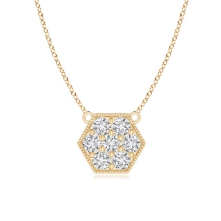 2mm HSI2 Pavé-Set Diamond Hexagon Necklace with Milgrain in 9K Yellow Gold